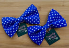 Handmade Dog or Cat Bow - Sailor Bow or Bow tie - blue spot