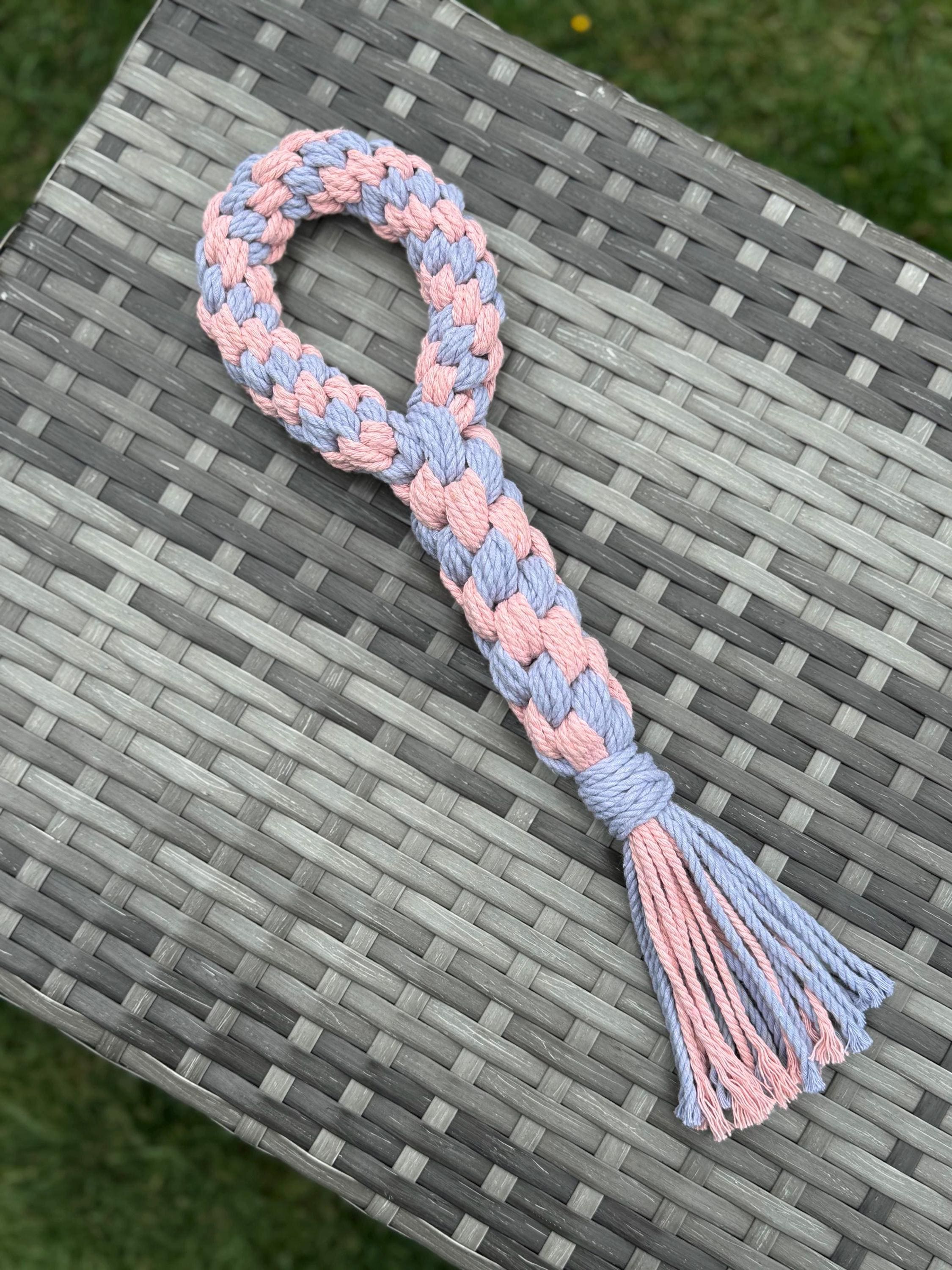 Hand Tied Dog Tug Rope with handle