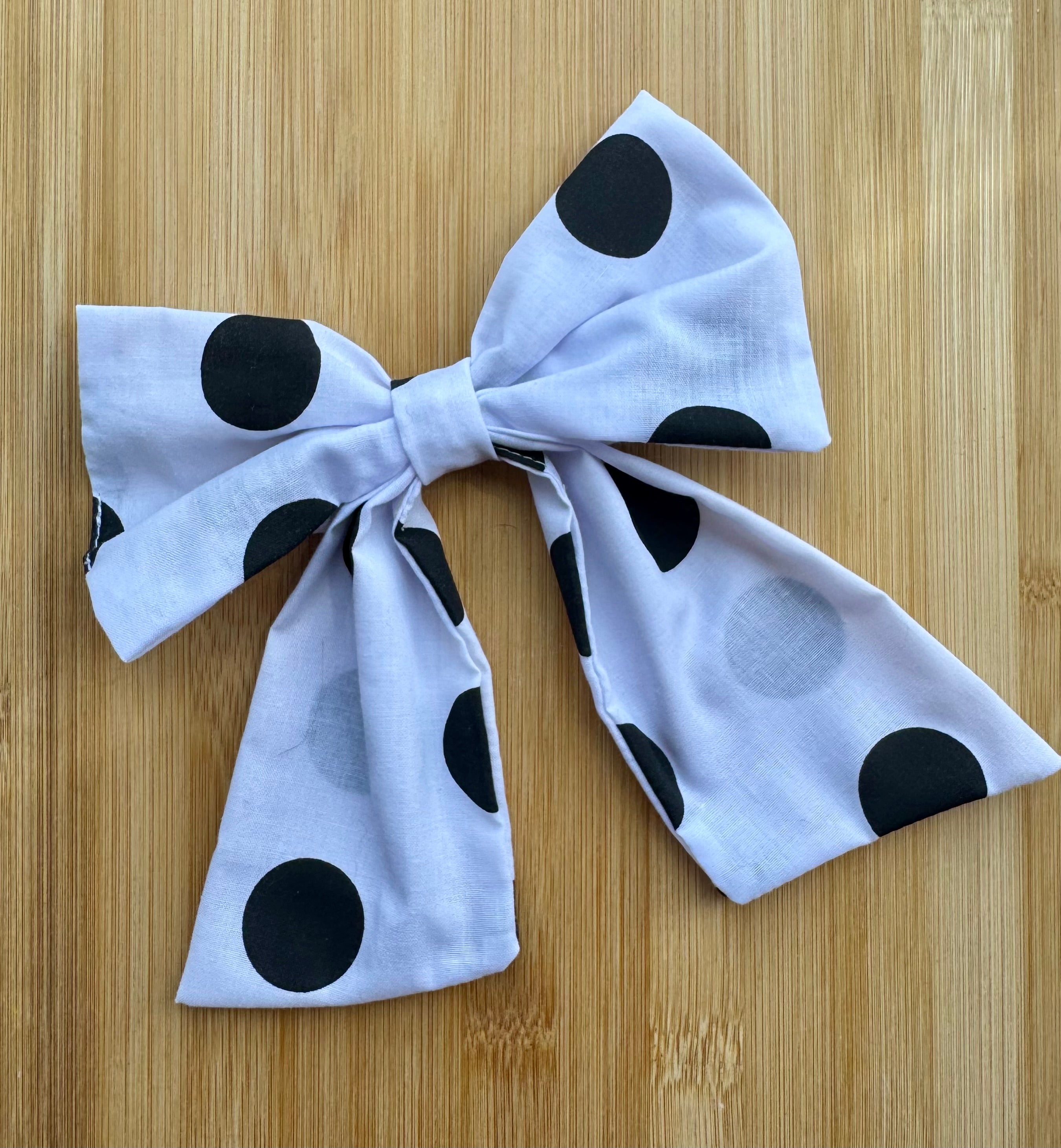 Handmade Dog or Cat Bow - Sailor Bow or Bow tie - black & white polka dot