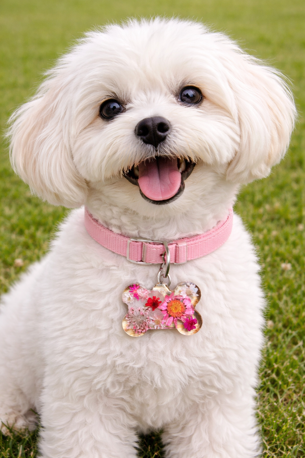 Real flowers Dog Tag