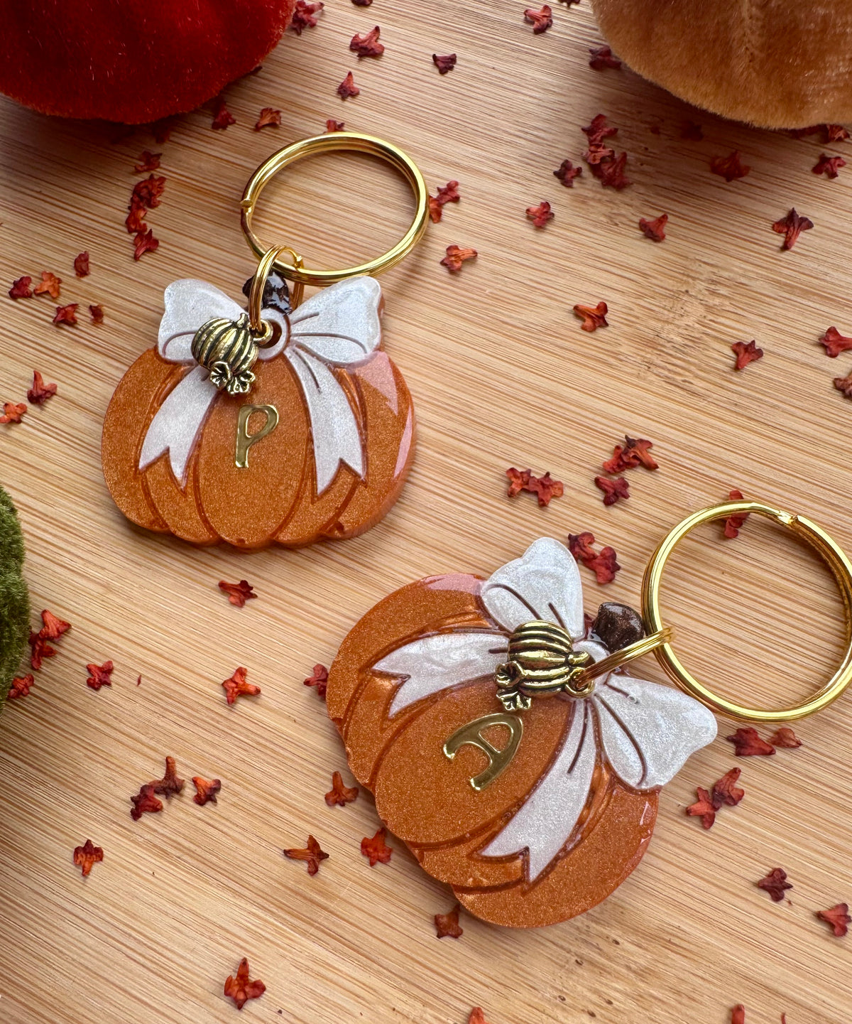 Pumpkin Bow resin Dog Tag