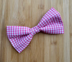 Handmade Dog or Cat Bow - Sailor Bow or Bow tie - Pink gingham