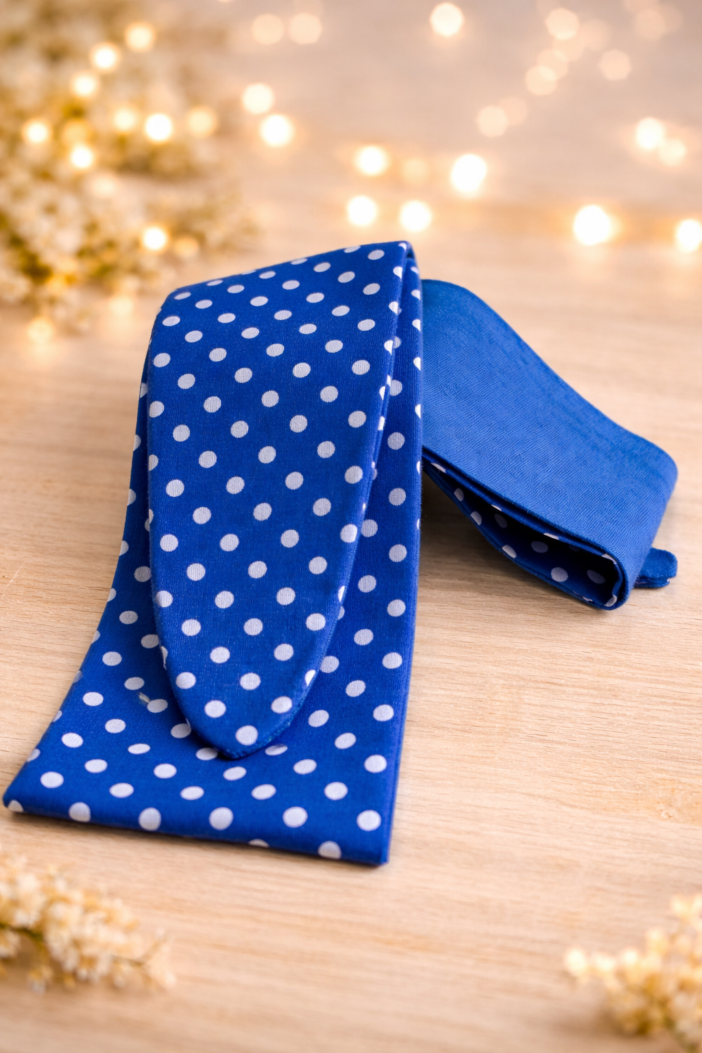 Pet Neck Tie & optional Matching hair Scrunchie - Blue Polka Dot