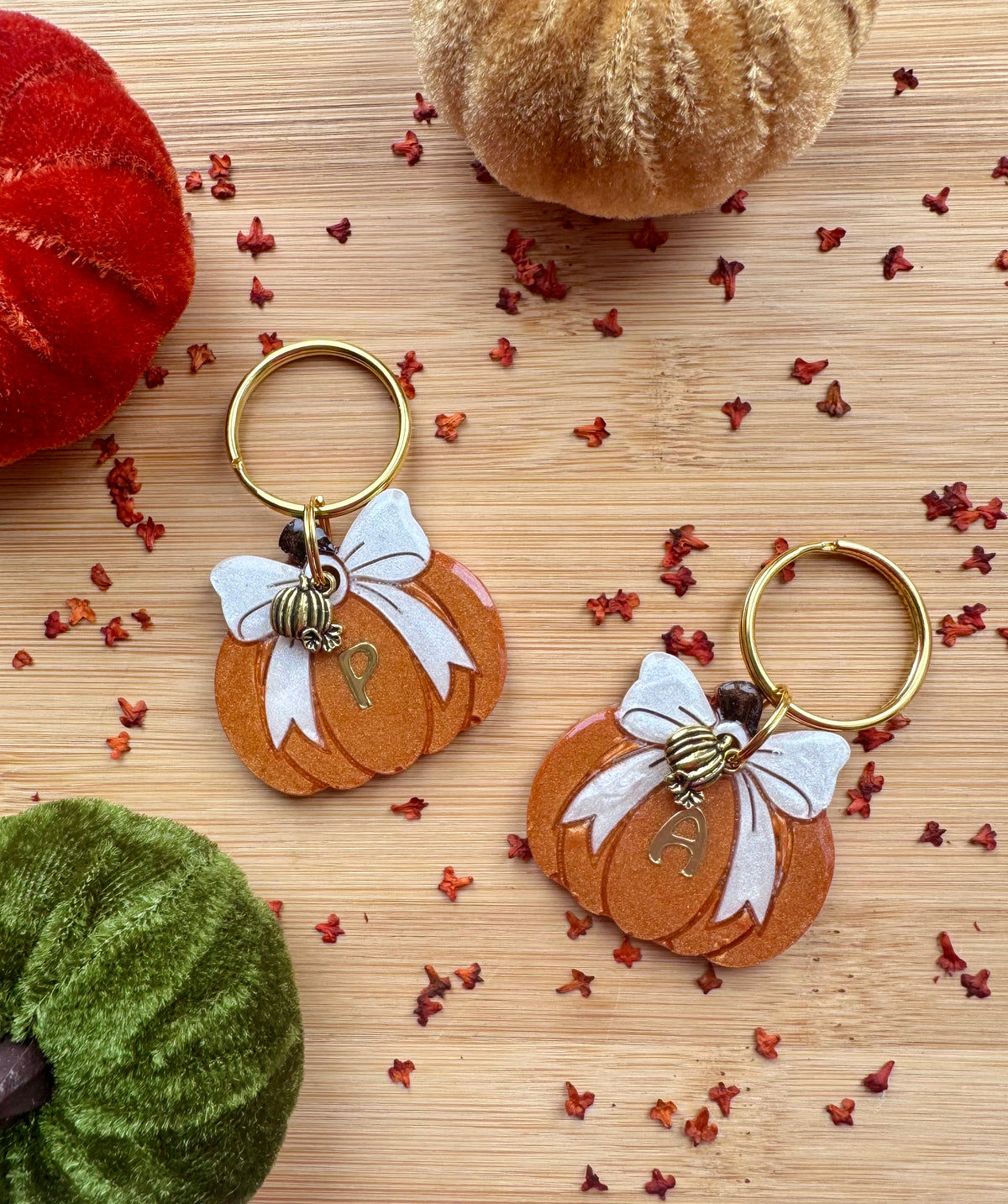 Pumpkin Bow resin Dog Tag