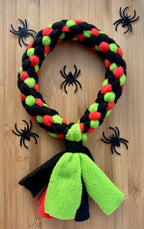 Hand-Tied Halloween coloured Fleece Dog Tug Toy – Durable, Safe & Gentle