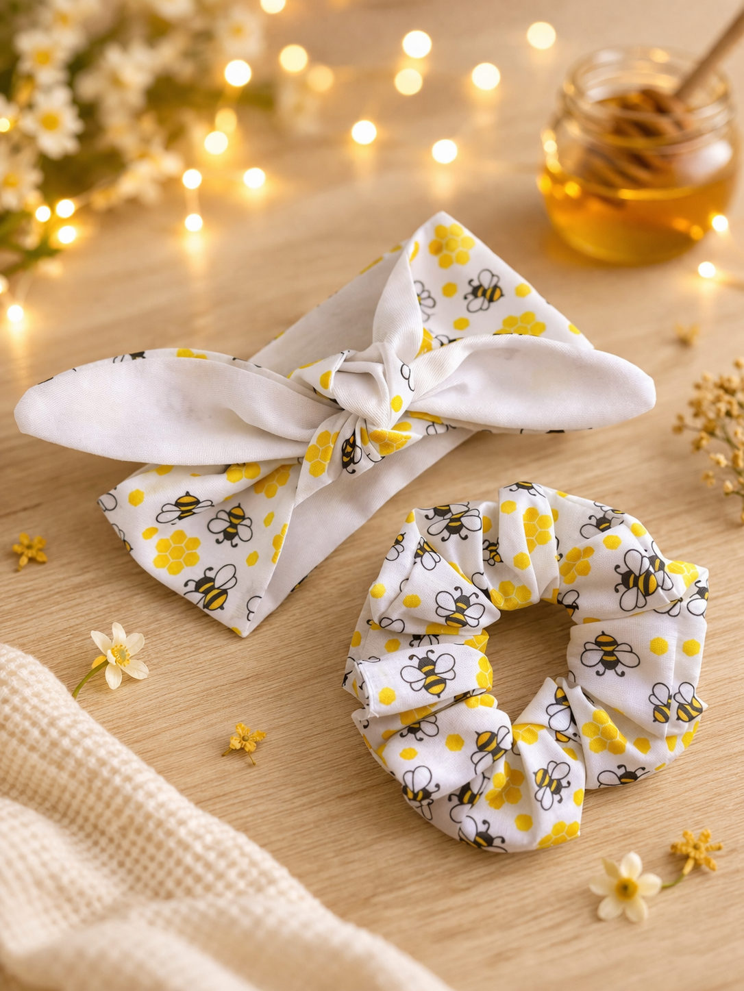 Pet Neck Tie & optional Matching hair Scrunchie - Bumblebees