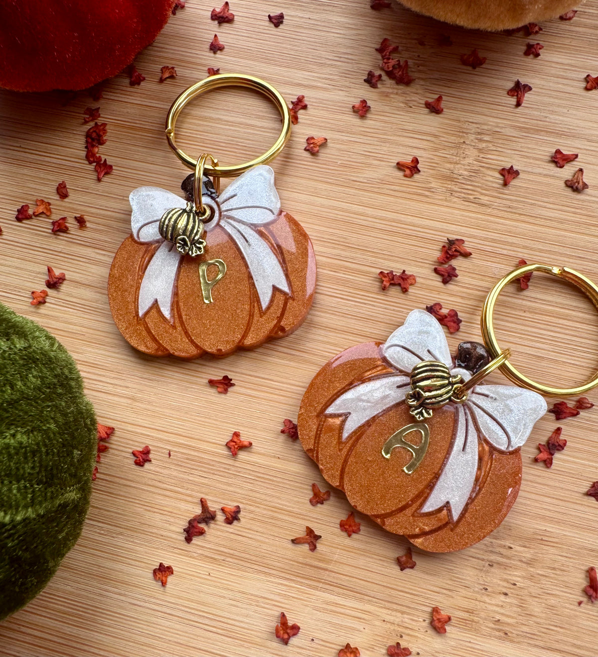 Pumpkin Bow resin Dog Tag
