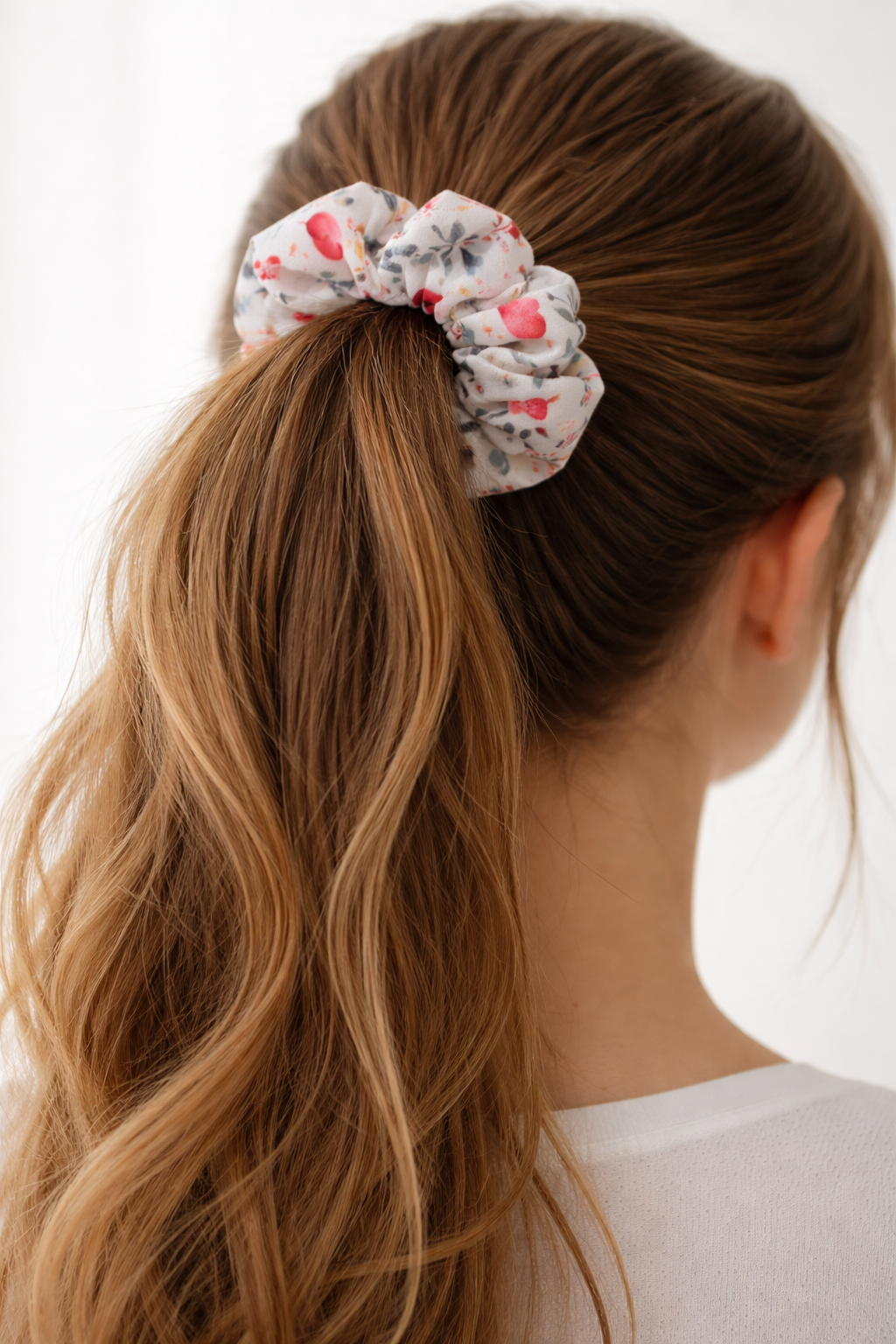 Pet Neck Tie & optional Matching hair Scrunchie - Hearts and flowers