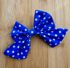Handmade Dog or Cat Bow - Sailor Bow or Bow tie - blue spot