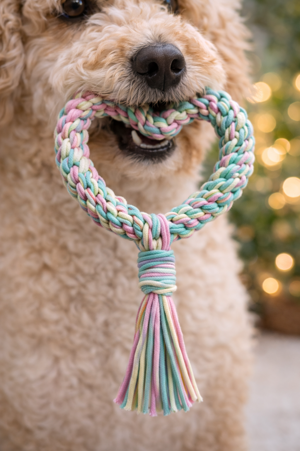 Hand Tied heart shaped Dog Tug Rope