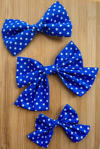 Handmade Dog or Cat Bow - Sailor Bow or Bow tie - blue spot