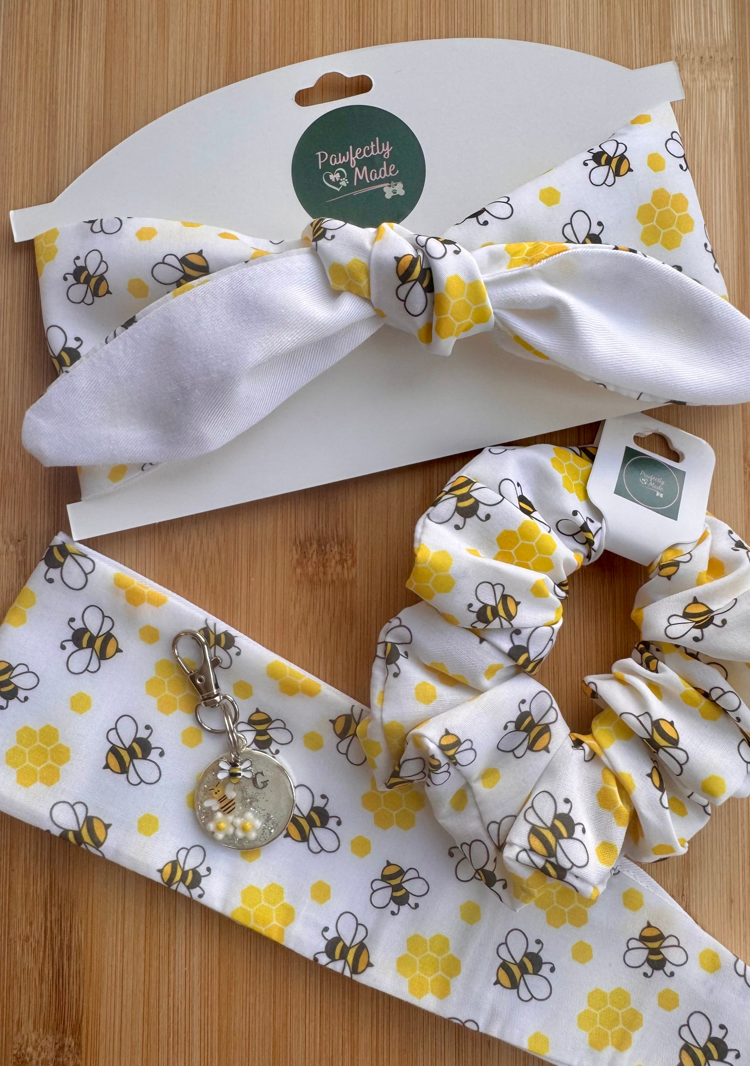 Pet Neck Tie & optional Matching hair Scrunchie - Bumblebees