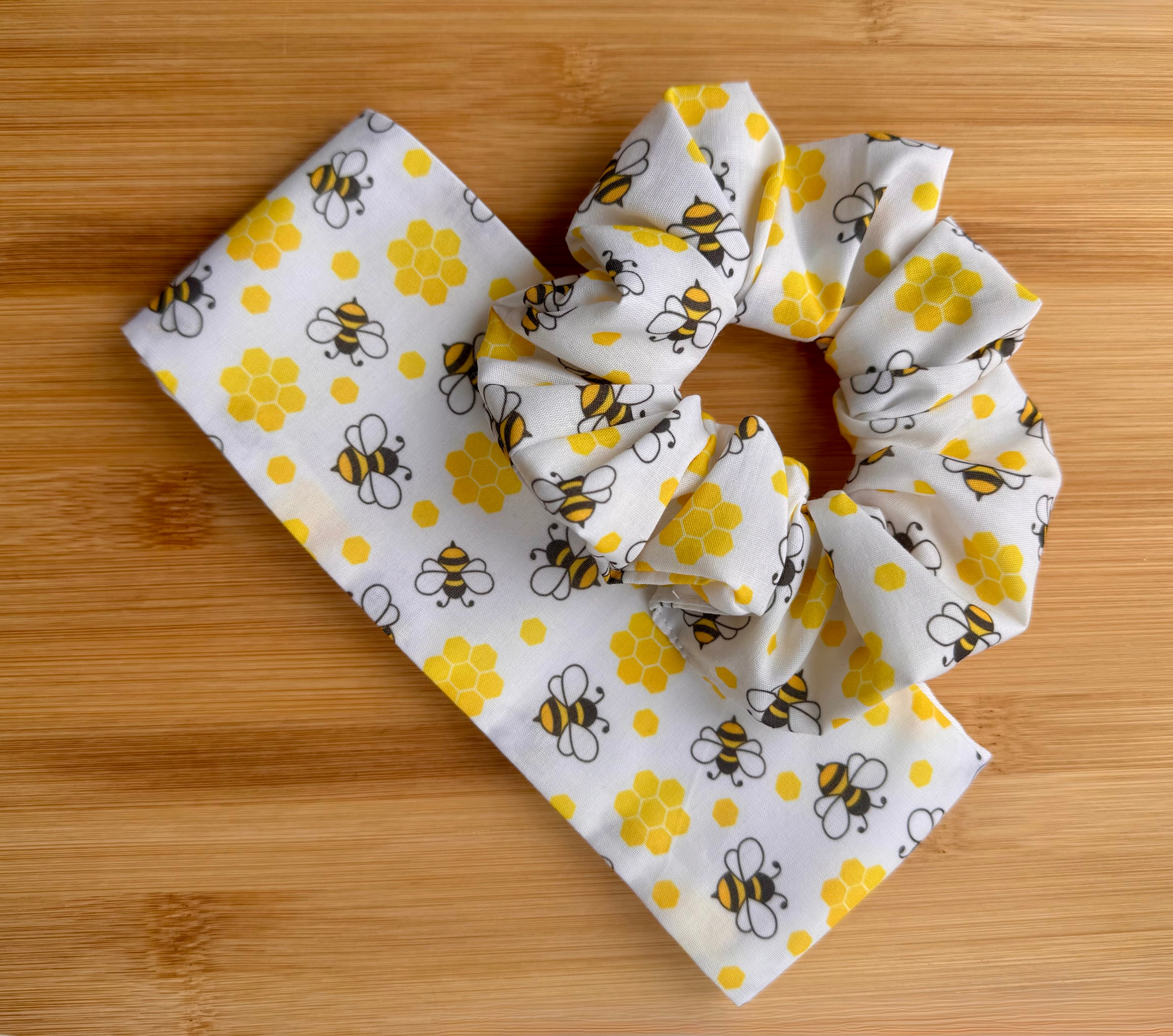 Pet Neck Tie & optional Matching hair Scrunchie - Bumblebees
