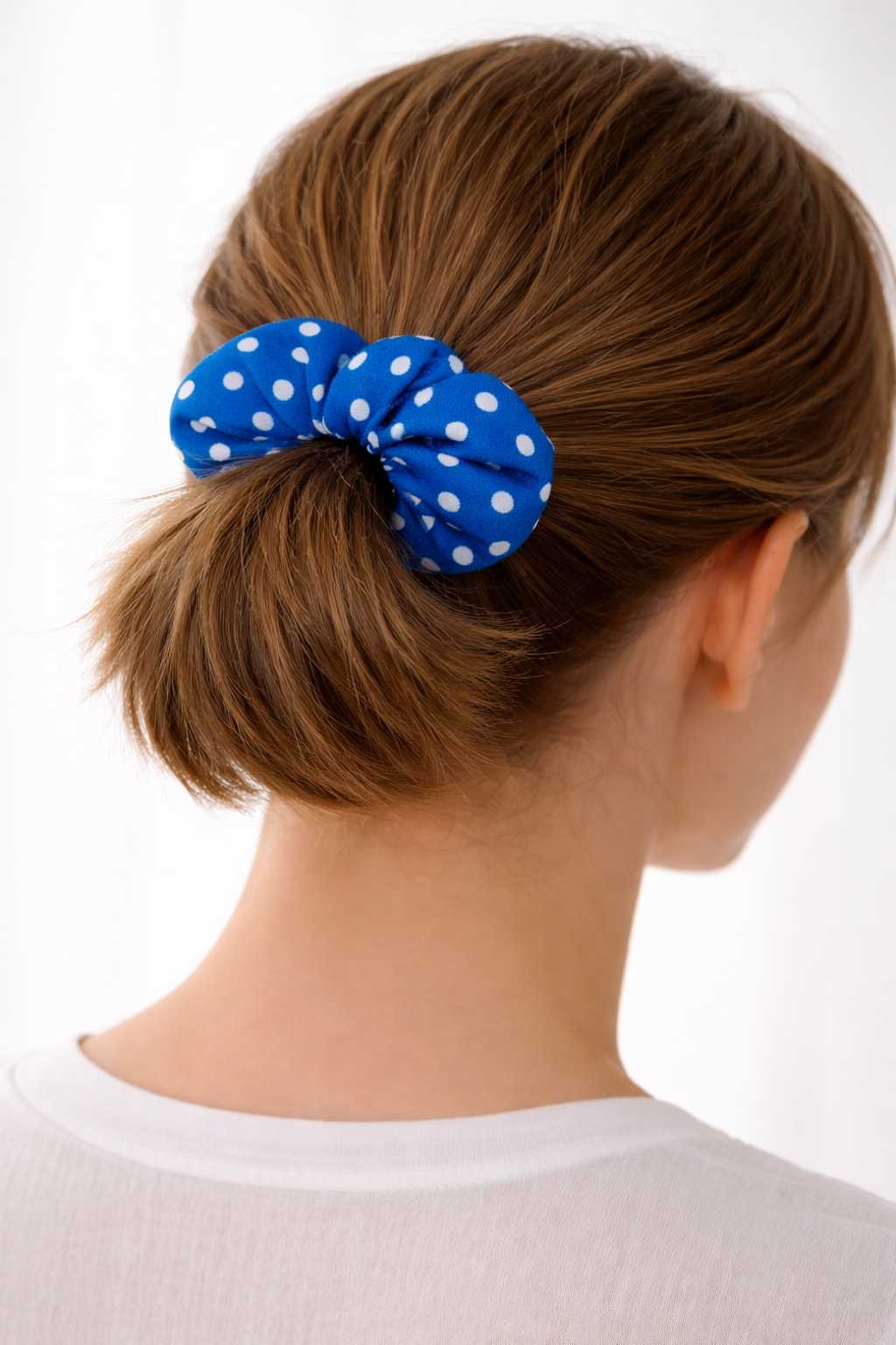 Pet Neck Tie & optional Matching hair Scrunchie - Blue Polka Dot