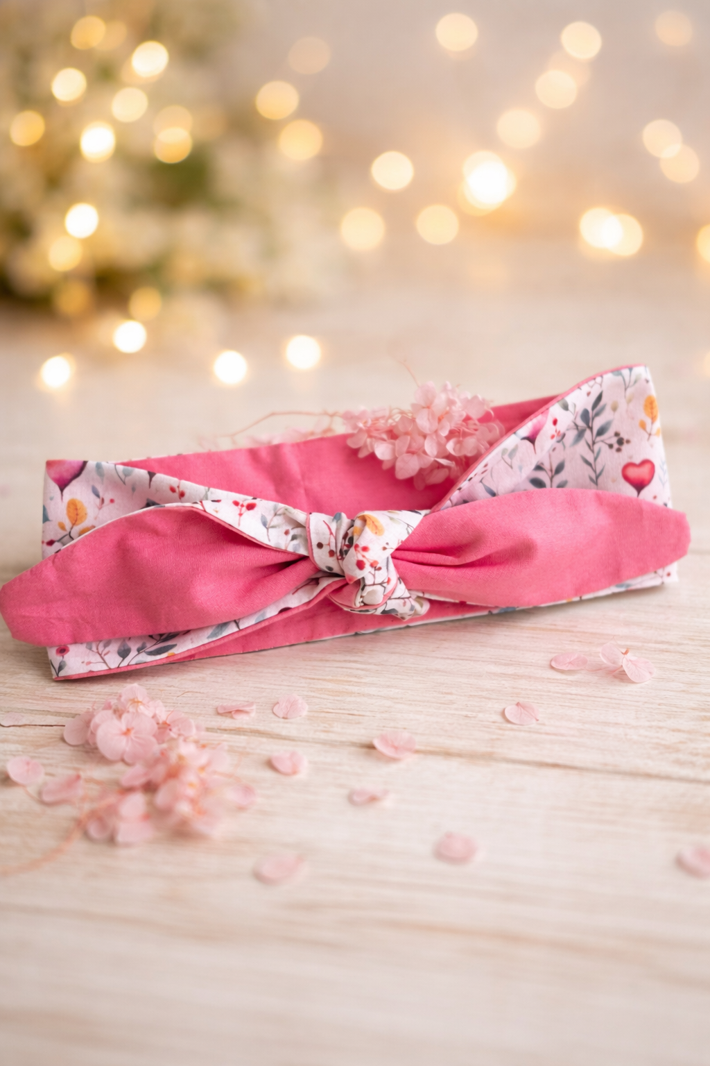 Pet Neck Tie & optional Matching hair Scrunchie - Hearts and flowers