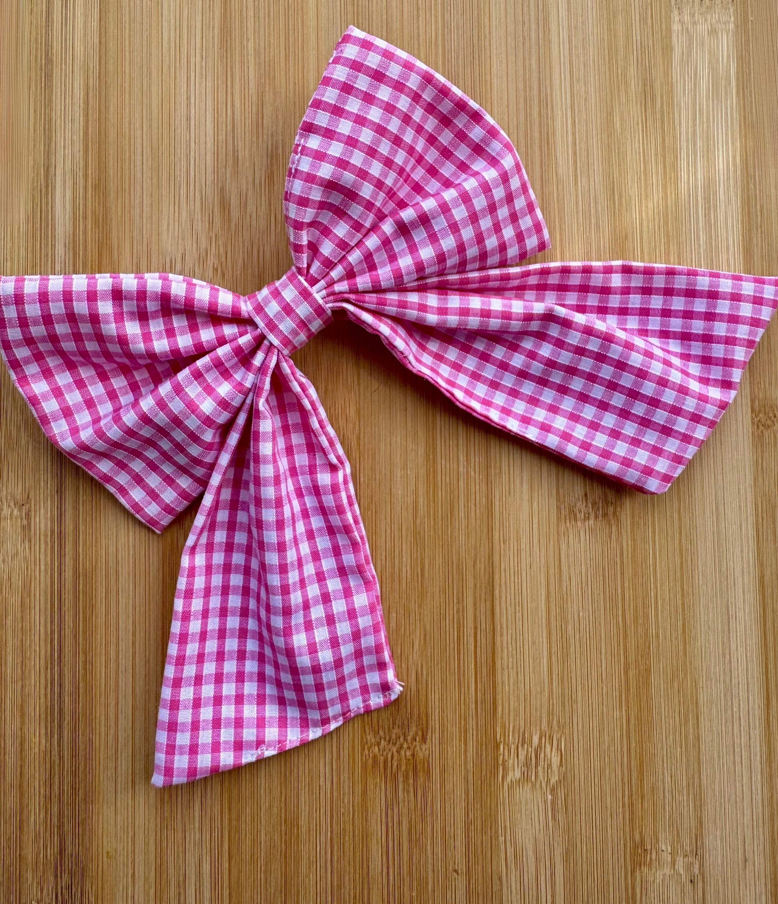 Handmade Dog or Cat Bow - Sailor Bow or Bow tie - Pink gingham