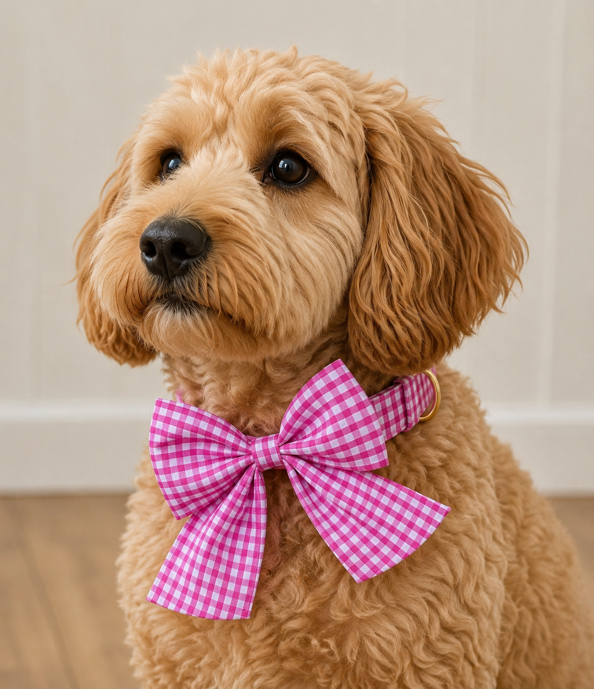 Handmade Dog or Cat Bow - Sailor Bow or Bow tie - Pink gingham