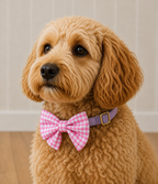 Handmade Dog or Cat Bow - Sailor Bow or Bow tie - Pink gingham
