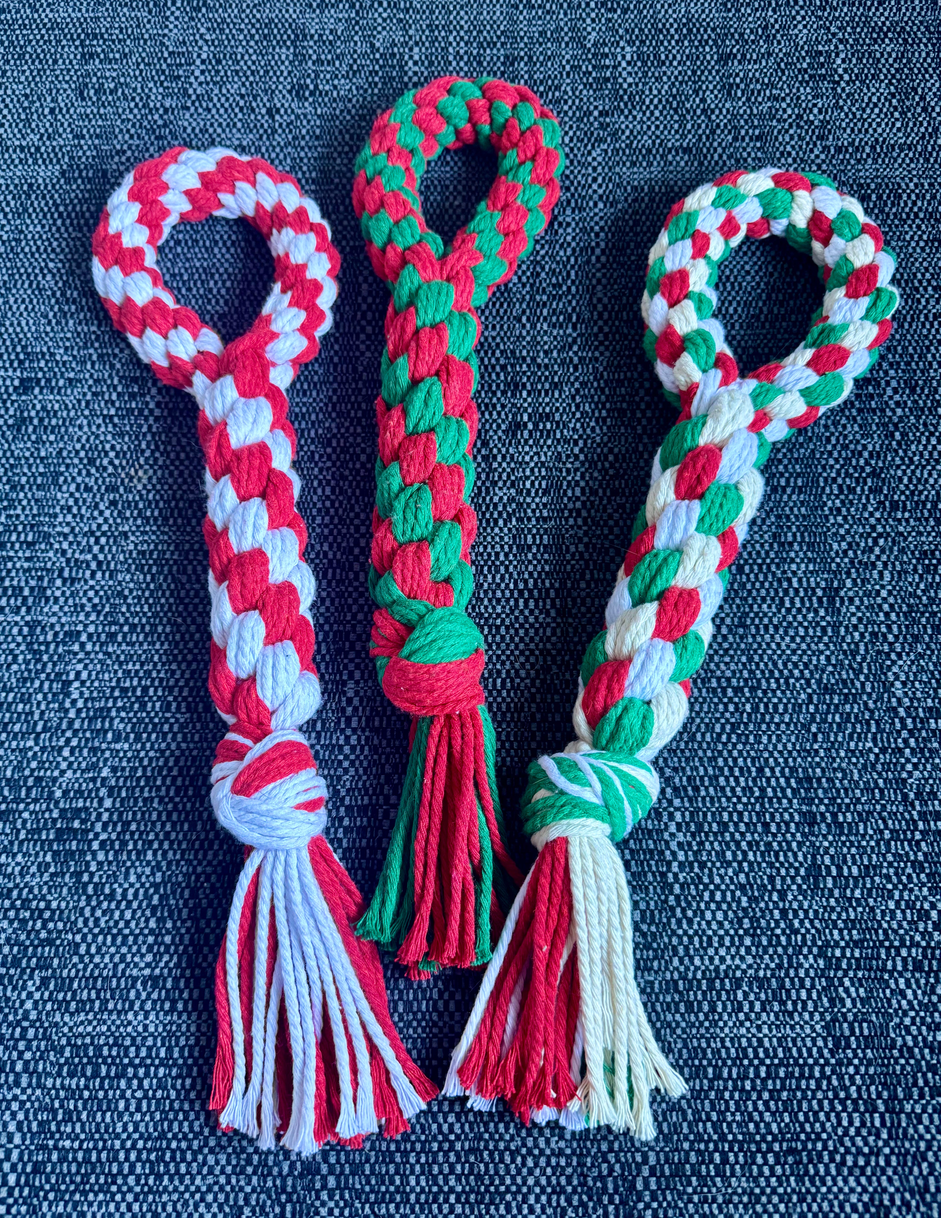 Hand Tied Dog Tug Rope with handle